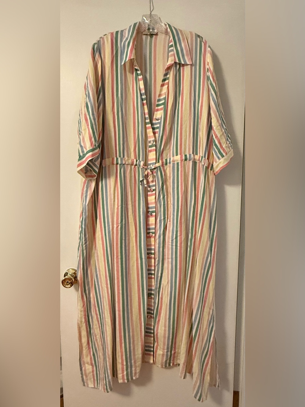 JMP Jean Marc Phillippe French Pastel Multi Stripe Tie 2X Maxi Dress Buttons